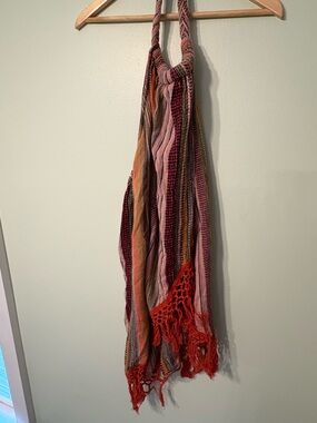Striped Boho halter dress/top in Pink, Red & Orange